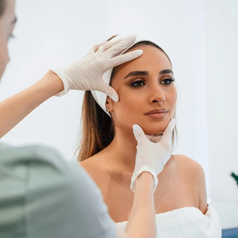 Patient having a cosmetic facial treatment assessed at Balwyn Health Care